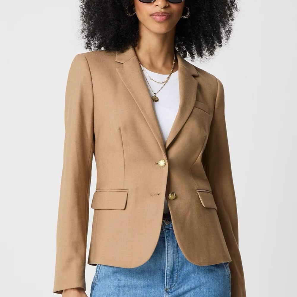 J.Crew Tan Mercantile Schoolboy Single-breasted Long Sleeve Blazer, size 0